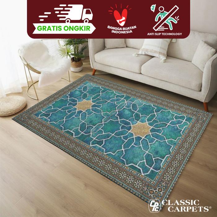 Classic Carpets Giza Karpet Bulat 160 cm Polypropylene Anti-Slip Desain Timeless